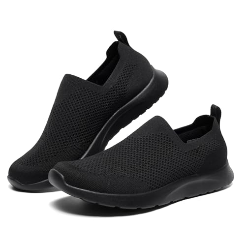 AURISSY Elastic Shoes for Women Lightweight Durable Memory Foam Walking Sneakers 8.0 Black