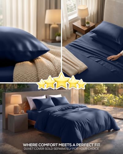 Image of Utopia Bedding Queen Sheet Set 4 Piece Soft Sheets - Navy