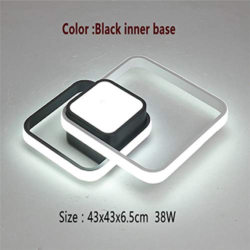 Preisvergleich Produktbild BFMBCHDJ Schlafzimmer Wohnzimmer Deckenleuchte Licht Modern Shiny Schlafzimmer Modern Dimmable Acryl Deckenleuchte Cool weiß 43x43cm Schwarz Sockel