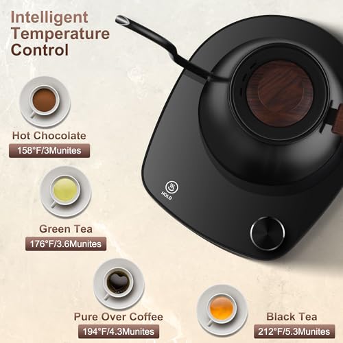 Gooseneck Electric Kettle, Intelligent Temperature Control, Stainless Steel Inner, Quick Heating, for Pour Over Coffee, Brew Tea, Boil Hot Water, 1000W 0.9L Black - Image 4