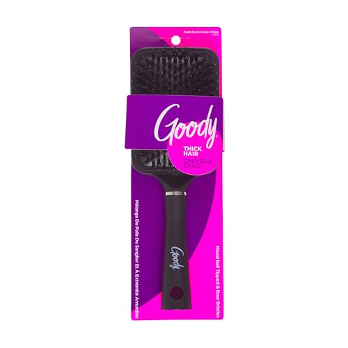 Goody Detangle It Paddle Brush, Black, Custom Style Detangler with Nylon & Boar Bristles, Use as a Detangling or Styling Brush to Tackle Tangles & Knots, For Thick Hair