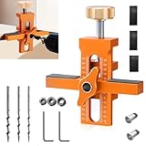MeYuxg Einstellbare Schranktür Montagehilfe Set,Topfband Bohrschablone mit 6mm/8mm/10mm Bohrer,Schranktür Installationspositionierer, Türzargen Montageset für den Einbau von Schranktüren (Orange-B)