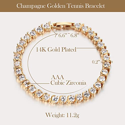 Tennis Bracelets for Women 14K Plated Gold 4mm Cubic Zirconia Bracelets2