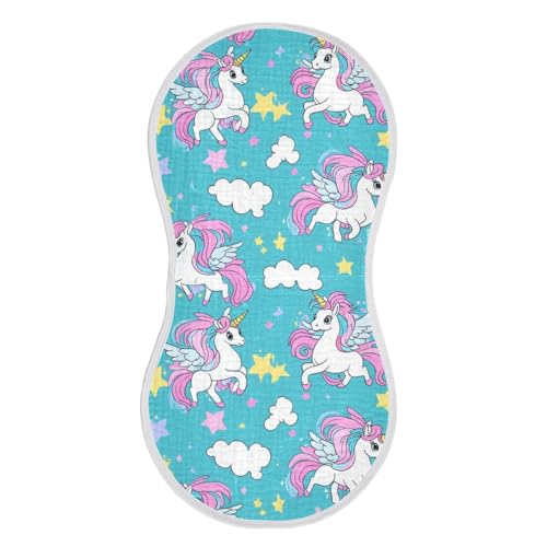Blue Unicorns Dreamy Girl Cotton Baby Burp Cloth Breathable Baby Rags and washcloth for Unisex Set of 2, 22x11in2