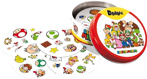 Asmodee - DOBBLE : Super Mario - Jeu de Société de Rapidité et d'Observation - Jeux de Cartes Familial - Jeux Enfants dès 6 Ans - Boite Métal - 15 Min - 2 à 8 Joueurs - Multilingue - Zygomatic