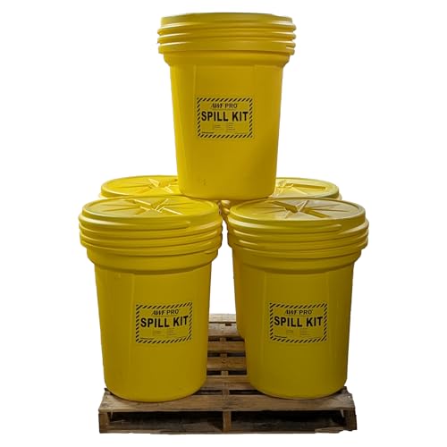Image of AWF PRO 30 Gallon Universal Spill Kit, 81 Pieces, Pack of 5 | Includes DOT Approved 30 Gallon Drum, Sorbent Socks, Pads, & Pillows, & Accessories