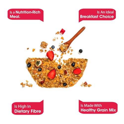 Image of GAIA Nutty Fruit Blast Crunchy Muesli 1 kg jar - Blend of Multigrains, Nuts, Oats and Cornflakes The Ultimate Healthy and Delicious Breakfast Cereals.