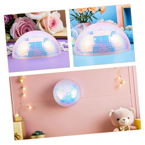 Bola espejada de medio globo INOOMP para decoración disco, 8 pulgadas, reflectante, de espuma y plástico, durabilidad excepcional, decoración versátil miniatura 6