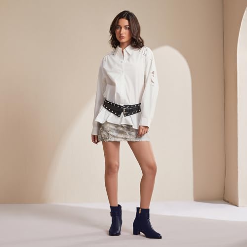 NUMALEO Womens Matte Zip Fashion Round Toe Party Solid Chunky Low Heel Ankle High Boots 2 Inch2