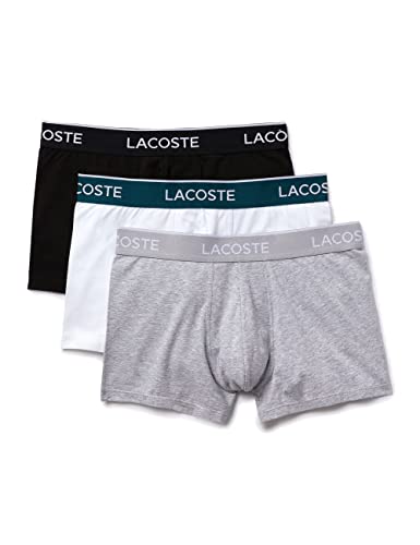 Lacoste 5H3389 Boxer, Black/White-Silver Chine, L (Pacco da 3) Uomo