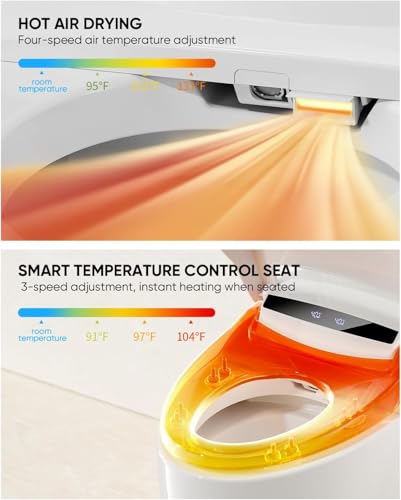 Image of Smart Toilet with Bidet Built In with Warm Water Sprayer and Dryer, Foot Sensor Operation,Heated Seat with LED Display for Bathroom,One Piece Bidet Toilet with Auto Dual Flush (WHITE L11 PRO)