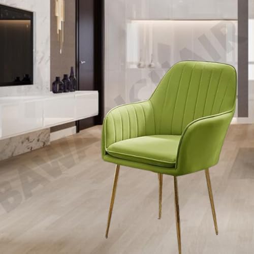 Image of Modern Velvet Armchair for Living Room Dining Room Accent Chair with Golden Lag for Bedroom Home Upholstered Seat Lounge Chair (Parrot Green)