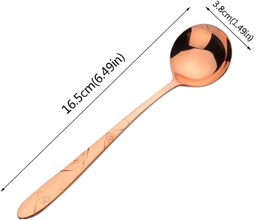 Spoons,soup spoons,Spoons for Cooking Kitchen Dessert Spoon Household Thickened Soup Spoon Spoon Coffee Stirring Spoon Eating Spoon Long Handle Copper Spoon Dinner Spoon Teaspoons(A)