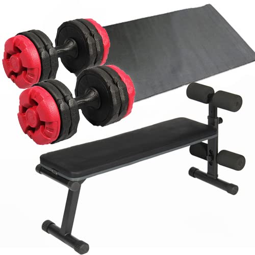 フラットベンチ ダンベル 10kg×2 連結 バーベル YouTen ☆期間限定価格 5/7まで☆ ダンベル 10kg 2個セット ［計 20kg
