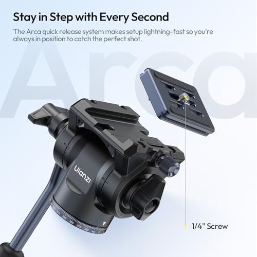 Image of ULANZI Ombra Video Ⅱ Camera Tripod with Fluid Head, 61.5 inch Travel Tripod with 360 Rotated Arca Quick Release Plate, Portable Stand for Phone Camera Vlogging Video Shooting with Carry Bag Phone Clamp