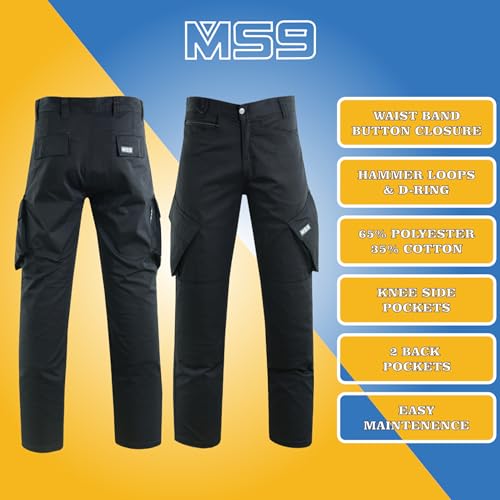 MS9 Mens Cargo Combat Work Trousers Pants Jeans with Knee Pockets T22