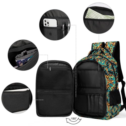Unisex Backpack with Side Pockets, Women Men Durable Spacious Backpack, Southwest Native Indian American Aztec Print Comfy Shoulder Bag for Travel, Daily Commuting3