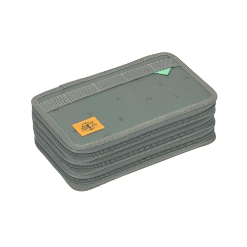 LÄSSIG Federmäppchen befüllt 20-teilig/School Triple Pencil Case Unique Letters green