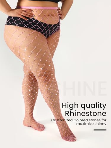 Image of Plus Size Fishnet tights Glitter stockings Sparkly Pantyhose Leggings for women-Big Mesh