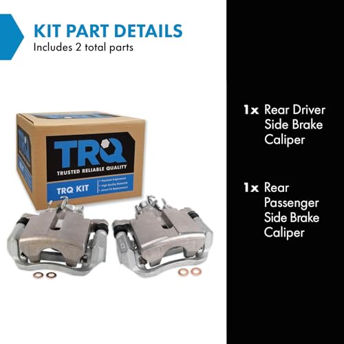 Image of TRQ Rear Brake Caliper Set Zinc Coated Hardware Brackets Compatible with 2004 Pontiac Grand Prix