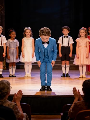 Image of Boys' Formal Suit 5 Piece Slim Fit Suits for Boy Kids Tuxedo Toddler Wedding Ring Bearer Outfit Teen Communion Dress