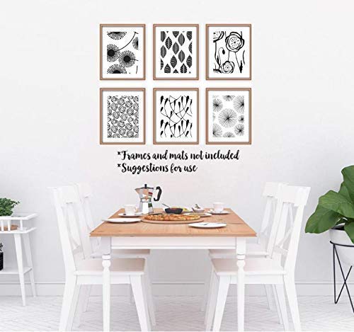 Miniatura 4 de Mid Century Modern Wall Art Prints - Botanical Abstract Pattern Wall Decor - (Set of 6) - 8x10 - Unframed (Black)