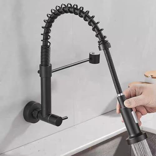 Grifo Cocina Pared Solo Agua Fria Acero Inoxidable 2 Modos-Negro