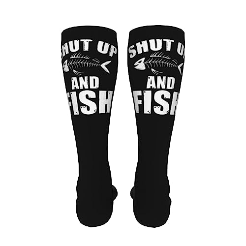 Shut Up And Fish Knee High Socks For Women Long Tube Socks Athletic Compression Socks Unisex High Socks Girls4