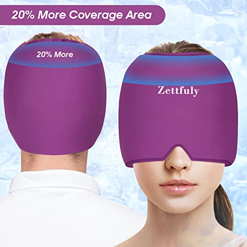 Zettfuly Headache Cap for Migraine Relief, Migraine Ice Head Wrap, Stretchable Snug Headache Relief Cap, Headache Ice Pack Head Wrap Cold Therapy for Stress, Tension, Sinus, and Puffy Eyes - Thumbnail 4