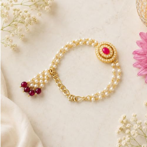 Image of I Jewels Stylish Pearl Hanging Adjustable Bracelet For Bhabhi /Sister (R096-L)