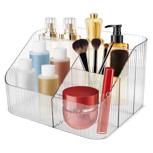 Portatrucchi con scomparti trasparenti – Organizzatore per trucchi e skincare (Toeletta, bagno, scrivania) – Multifunzione e salva spazio
