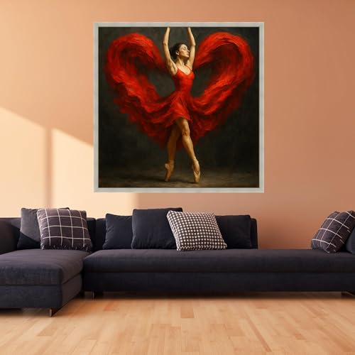 Impression sur toile décoration intérieure tableau moderne ballet de danseuse en robe rouge