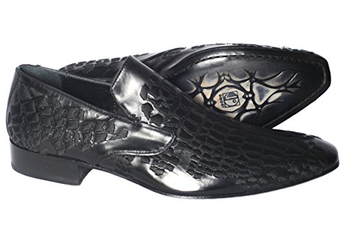 Jo Ghost3484BIS Embroidery Black Leather Slip on Shoes2