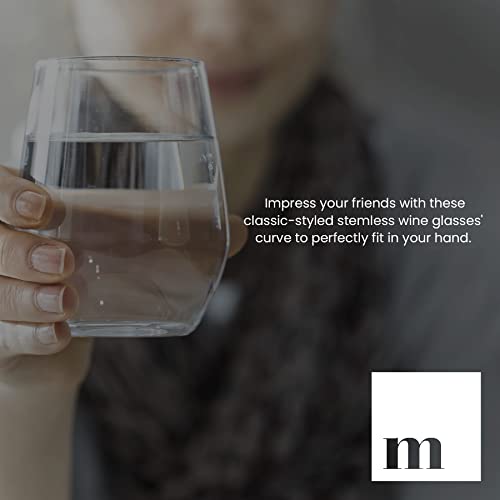 Modvera 20Oz Red & White Stemless Wine Glass, Wine Glasses Set Of 6, Drink Glasses With Durable Chip Resistant Rim, Large Wine Glass For Enhanced Aeration, Wine Accessories For Parties #TOP6