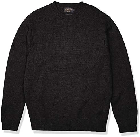 Pendleton Men's Shetland Crew Neck Sweater, Black Heather, SM