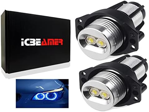 ICBEAMER Fit BMW ANGEL EYE E90 E91 HEADLIGHT HALO RING Canbus No Error LED BULBS 10000K BLUE COLOR [1 pair]