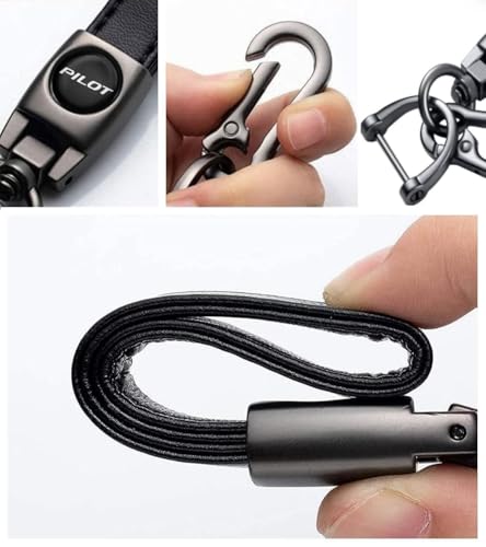 Image of HUIANTS Black Leather Car Keychain Metal Car Keyring Compatible with Honda PILOT Accessories, Keychain Keyring Family Present for Pilot Owners (for PILOT)