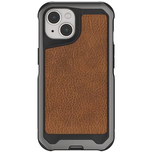 Coque en cuir iPhone 15 Ghostek Atomic avec finitions aluminium