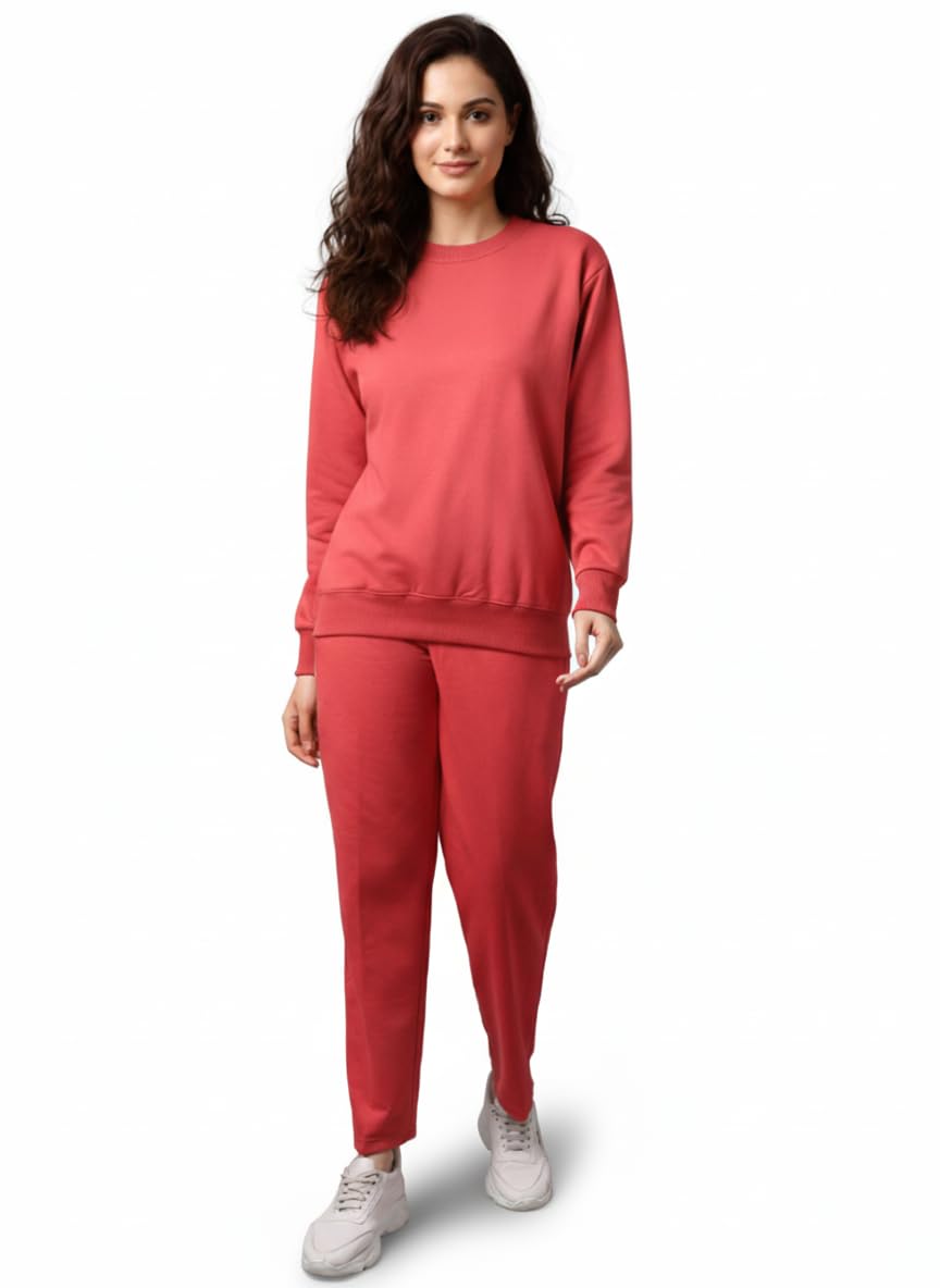 Solid Track Suit for Women | Warm Fleece Tracksuit Set | Full Sleeve Sweatshirt And Trackpant-M5184-picture-14