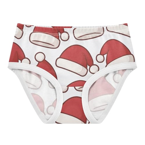 Santa Hats Pattern Soft and Breathable Girls' Panties Organic Underpants for Kids in Sizes 2T,3T, 4T, 5T, 6Y and 8Y