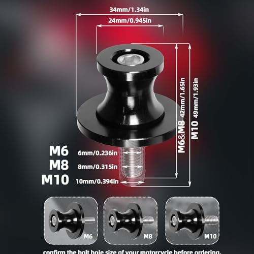 Image of Motorcycle Swing Arm Spools M10x1.5 - CNC Aluminum Paddock Stand Sliders Fit BMW R NineT MV Agusta Ducati Monster