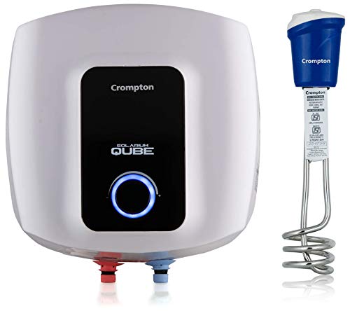 Buy Crompton Solarium Qube 15LTR, 2KW,5 Star-Rated Storage Water Heater  (White u0026 Black) u0026 Crompton IHL201 1000-Watt Immersion Water Heater (Blue)  Online at desertcartINDIA