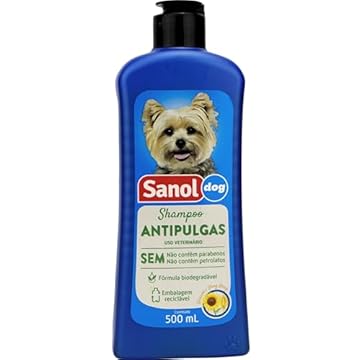 Sanol Dog Shampoo De Pêlos Para Cães Antipulgas 500 Ml Azul