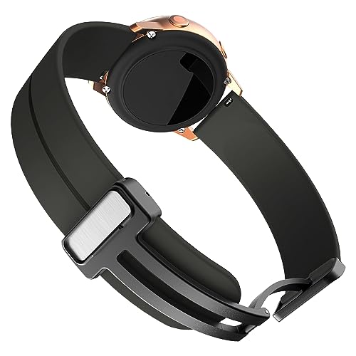 Image of ACM Watch Strap Silicone Belt Magnetic Clasp 20mm compatible with Samsung Galaxy Watch 6 Classic 44mm & 47mm Smartwatch Sports Hook Band Black