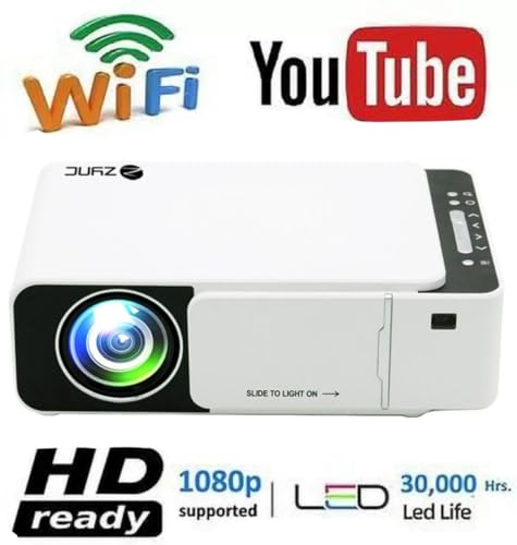 Image of ZYNC T6 X WiFi LED Projector Built in YouTube Projector HomeCinema Portable Projector Full HD LED1080P Projector 4700Lumens SupportWIFI,HDMI,USB,AUX,AV(White)