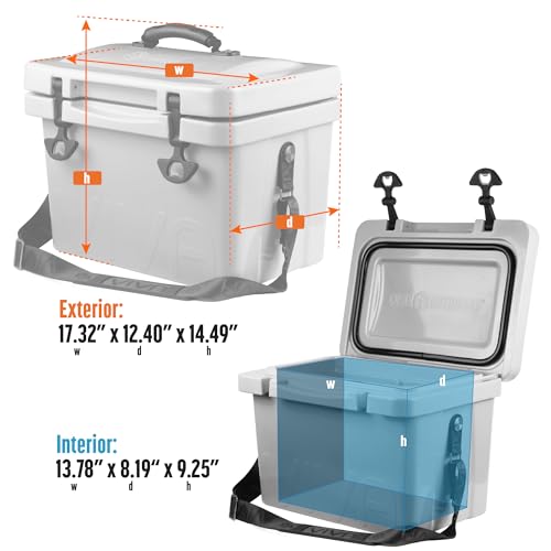 Cubix Outdoors Viva 14QT On-The-Go Personal Portable Hard Cooler Ice Chest | Everyday, Beach, Sports, Gatherings, Groceries/Market (Zesty Orange)