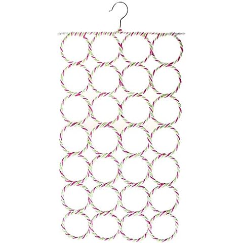 Ring Rope Slots Holder, 28-Hole Foldable Hook Scarf Wraps Shawl Storage Hanger Organizer Multicolour Cover
