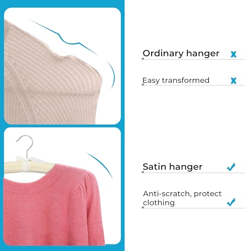 Js Hanger Padded Hangers - 17 Inch Extra Large Heavy Duty Cotton Covered Coat Hangers No Shoulder Bump For Women Clothes, Sweaters thumb #5