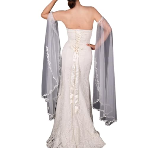 Manchons de mariée longs en voile d'épaule transparent pour robe de mariage