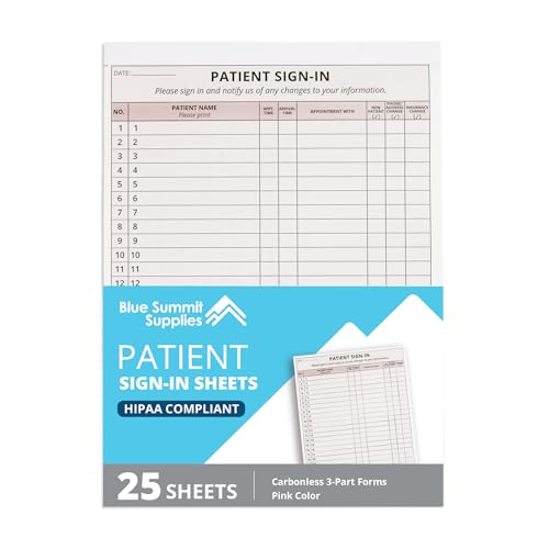 Image of Blue Summit Supplies 25 Patient Sign in Sheets, Carbonless 3 Part Forms with Peel Away Adhesive Labels, HIPAA Compliant for Privacy in Doctor, Medical, Dental Office, Burgundy, 25 Pack